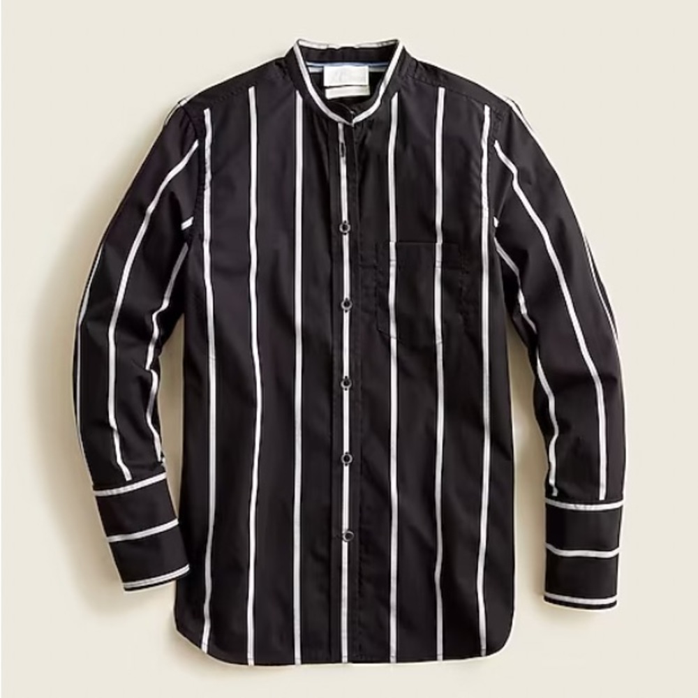 J. Crew classic fit collarless striped shirt